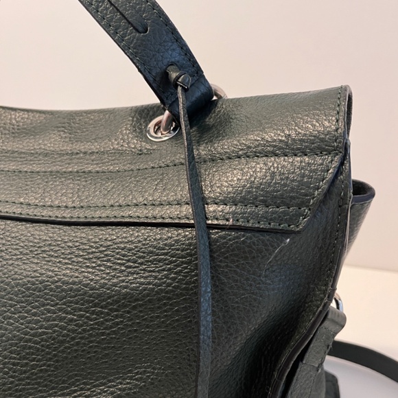 Cromia Leather 🇮🇹 Purse Magnetic Closure Olive Green Satchel Bag Made In Italy - Picture 9 of 16